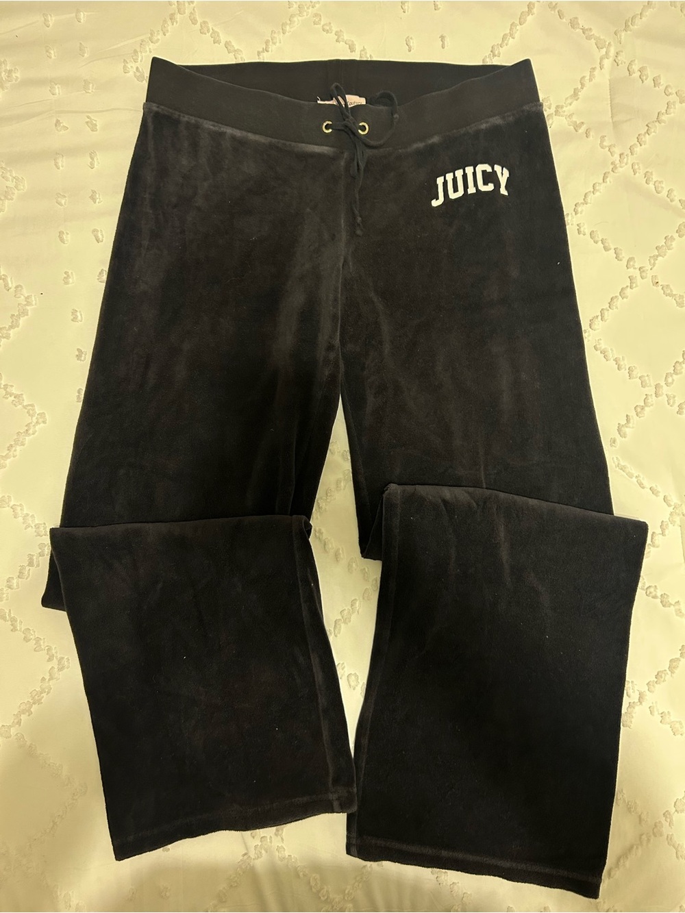 Juicy Couture Black Velour Sweatpants with Logo Tag